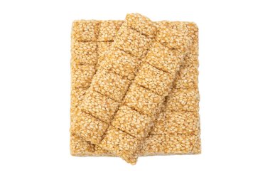 Susam brittles Isolated beyaz arka plan üzerinde tuğla.