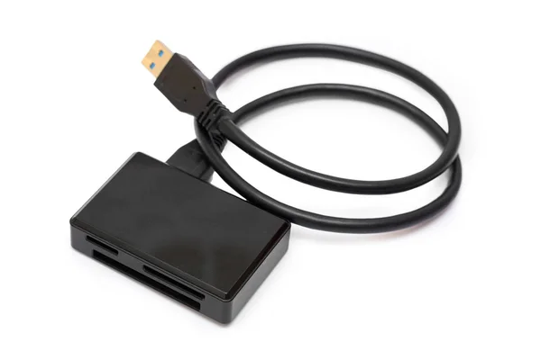 USB-multi-geheugenkaartlezer geïsoleerd op witte achtergrond — Stockfoto