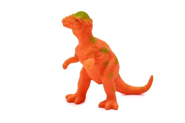 Силіконова або пластикова іграшка динозавра ізольована на білому тлі — стокове фото