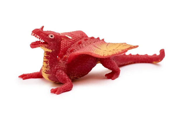 Brinquedo dragão plástico isolado no fundo branco — Fotografia de Stock