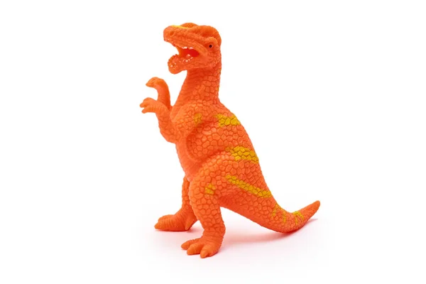 Jouet dinosaure en silicone ou plastique isolé sur fond blanc — Photo