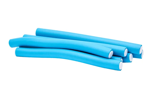 Encrespadores de cabelo azul Isolado no fundo branco — Fotografia de Stock