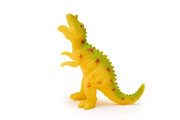 Silikon oder Kunststoff Dinosaurier Spielzeug isoliert auf weißem Hintergrund — Stockfoto