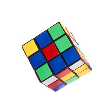 Beyaz arka plan üzerinde izole beyin oyun rubik küp