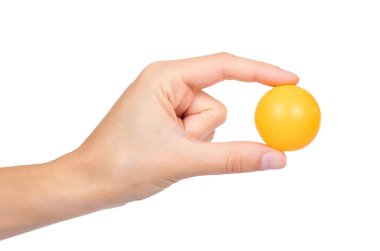 pinpon topu elinde beyaz arka plan üzerinde izole