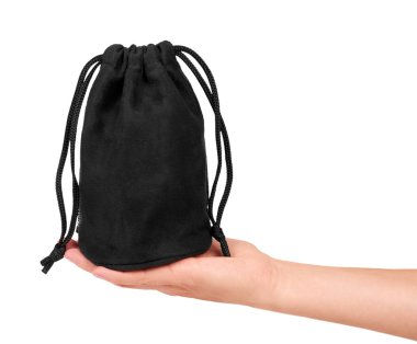 İzole kırpma yolu ile beyaz arka planda siyah Tekstil çuval