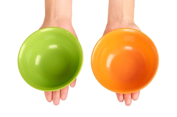 Orangefarbene Kunststoffschale mit Clipping-Pfad — Stockfoto