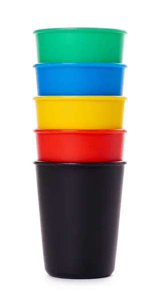 Baldes de cor para jogo ou bebidas isoladas em fundo branco — Fotografia de Stock