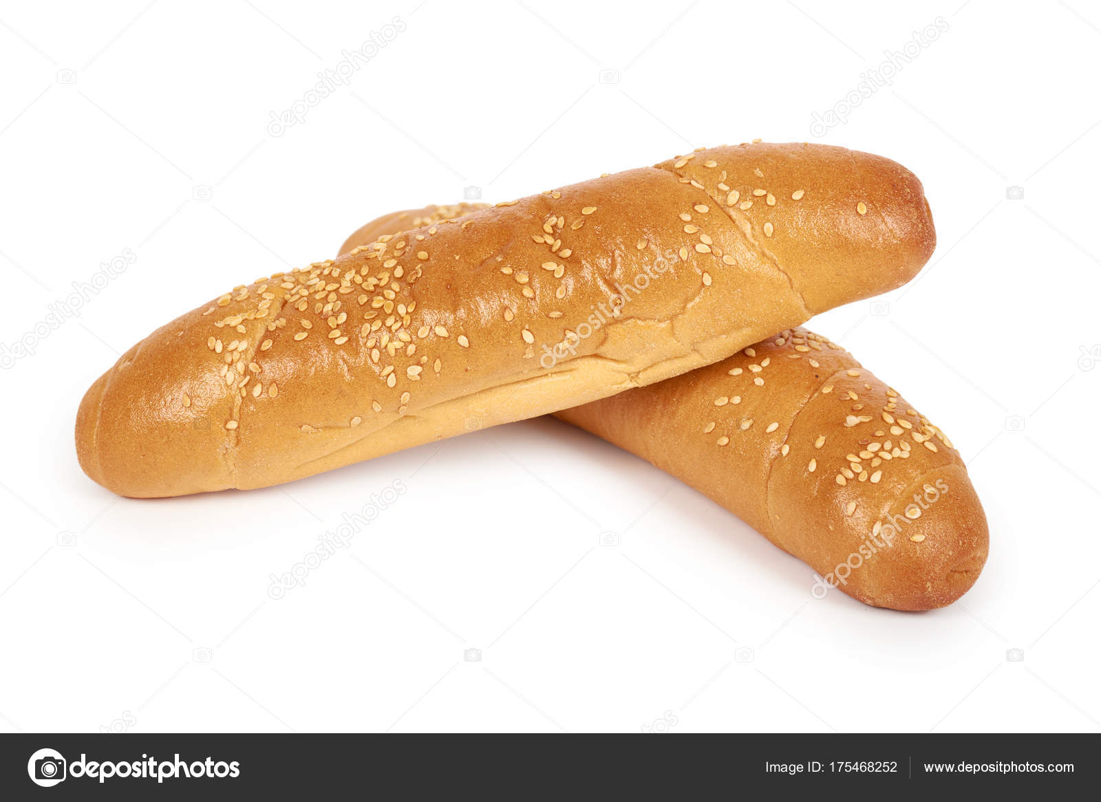 Light and delicious baguette bread isolated on white background