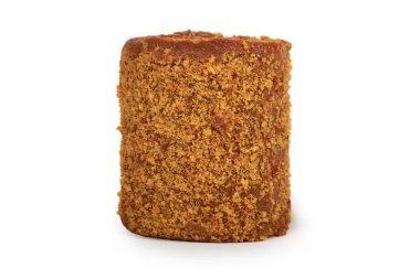 Beyaz arka plan üzerinde ev yapımı tatlı izole süt İsviçre rulo kek ile lezzetli çikolata