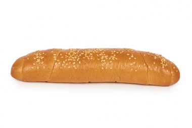 Beyaz arka planda, susam ile ev yapımı yiyecek izole hafif ve lezzetli baget ekmek