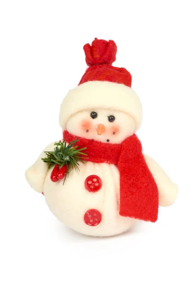 Різдвяна прикраса сніговика ізольована на білому тлі. Новорічний об'єкт — стокове фото