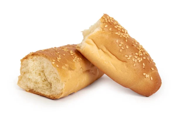Beyaz arka planda, susam ile ev yapımı yiyecek izole hafif ve lezzetli baget ekmek — Stok fotoğraf