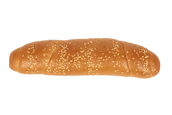 Легкий і смачний хліб багет ізольований на білому тлі, домашня їжа з кунжутом — стокове фото