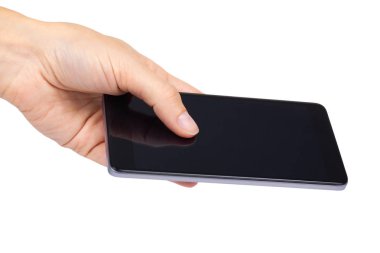 boş ekran izole beyaz arka plan, büyük mobil, siyah cep telefonu, 5,5 inç communicator üzerinde el ile akıllı telefon