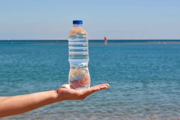 Bottled water on a hot day at the beach