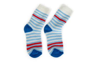 Beyaz arka plan üzerinde izole sıcak kış çocuk stiped çorap. Satış ve satın alma