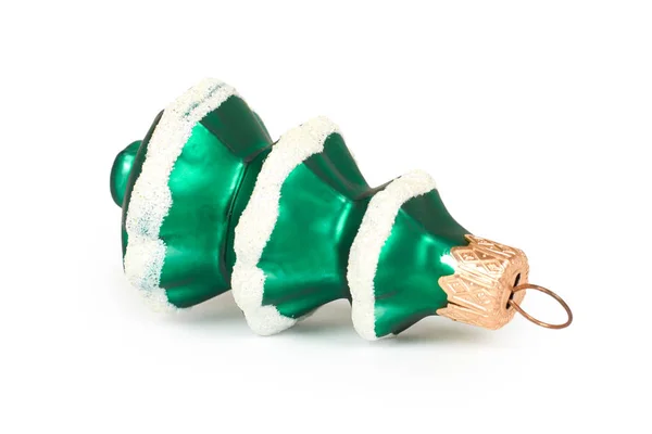 Різдвяна прикраса, керамічне зелене дерево ізольовано на білому тлі. Новорічний об'єкт — стокове фото