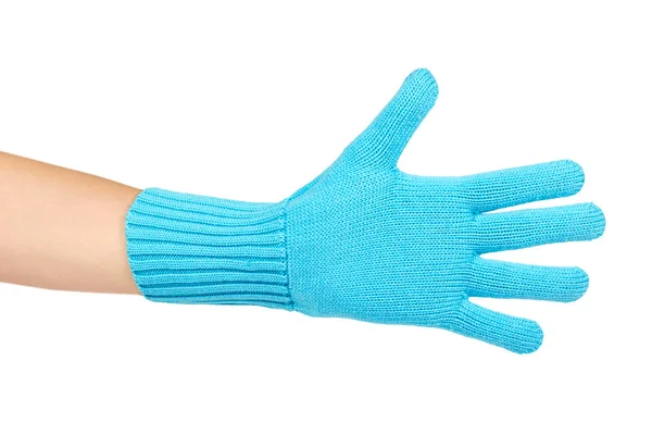 Warm winter children's gloves in hand isolated on white background. Sale and buy — Stock Photo, Image