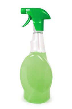 Sprey şişe el Temizleme beyaz arka plan üzerinde izole. Ev işleri ve sıhhi kavramı