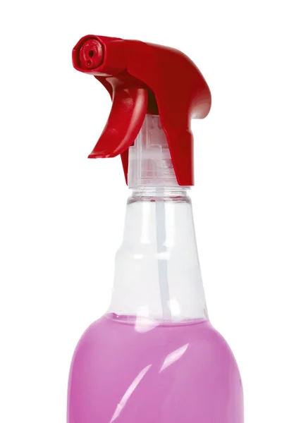 Tisztító spray palackot elszigetelt fehér background. Házimunka és egészségügyi koncepció — Stock Fotó