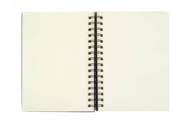 Yazma veya sarmal, beyaz arka plan üzerinde izole çizim için açık siyah defter
