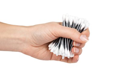 Pamuk kulak el sopalar tomurcukları. Beyaz arka plan üzerinde izole