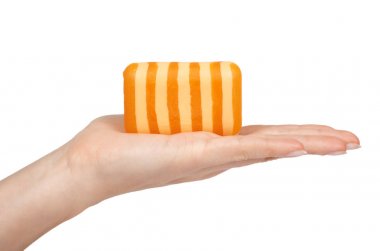 Turuncu uçmak bar el elimden alındı. Beyaz arka plan üzerinde izole