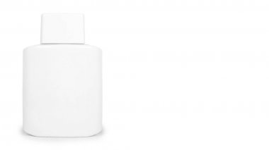 Şablon için traş losyonu beyaz arka plan üzerinde izole erkekler için bir şişe. Sağlık kavramı. kopyalama alanı şablonu