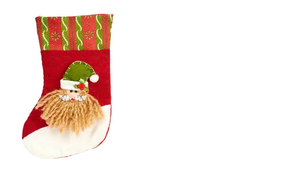 Χριστουγενιάτικα Στολίδια, δώρο κάλτσες απομονώνονται σε λευκό φόντο. Αντικείμενο το νέο έτος. χώρο, να αντιγράψετε το πρότυπο — Φωτογραφία Αρχείου