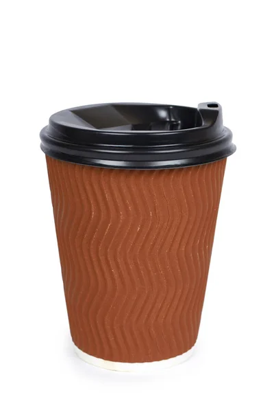 Vzít si kávu v termo pohár. Izolované na bílém pozadí. Jedno použití kontejner, horký nápoj — Stock fotografie