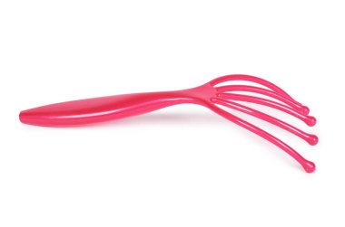 Baş, plastik pembe masaj izole beyaz arka plan üzerinde