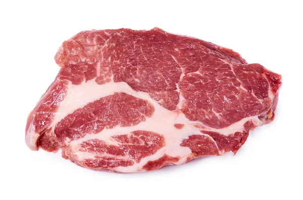 Frisches rohes Rindersteak isoliert auf weißem Hintergrund, Bio-Bauernhof — Stockfoto