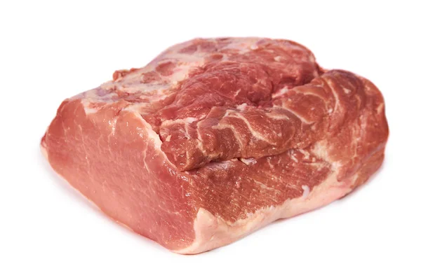Felie proaspătă de carne de porc. Izolat pe un fundal alb — Fotografie, imagine de stoc