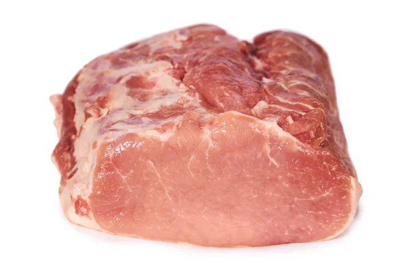 Scheibe frisches Schweinefleisch. isoliert auf weißem Hintergrund — Stockfoto