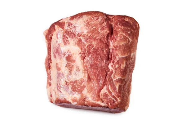 Scheibe frisches Schweinefleisch. isoliert auf weißem Hintergrund — Stockfoto