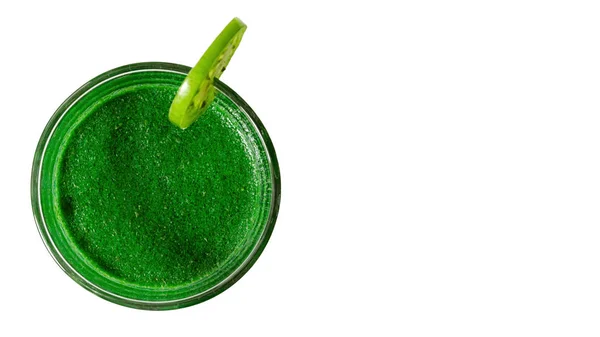 Smoothies verdes com verduras e frutas frescas, conceito de nutrição saudável, isolado em fundo branco. espaço de cópia, modelo . — Fotografia de Stock