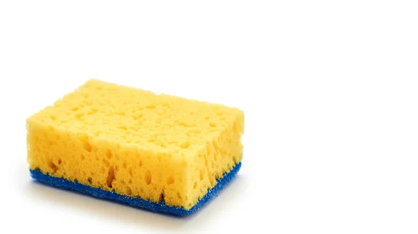 New and clean sponge for cleaning. Isolated on white background. copy space, template — Stock Photo, Image