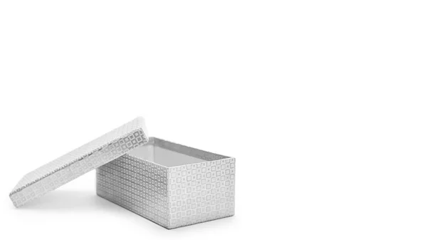 Bílé dárkové krabice s malých kroužků. Izolované na bílém pozadí. Kopírovat prostor, šablona — Stock fotografie