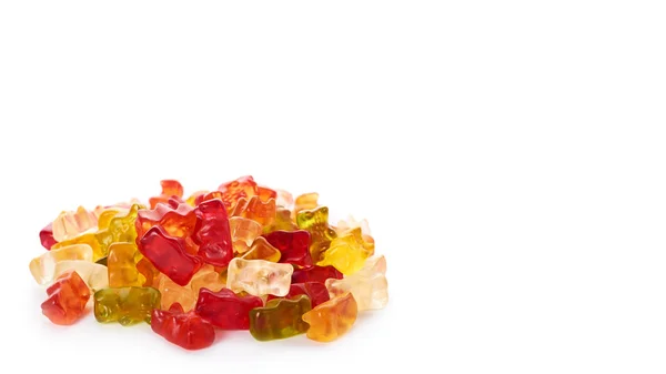 Childhood and jelly bears candies isolated on white background. copy space, template — Stock Photo, Image