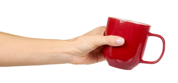 Červený porcelánový šálek čaje. Keramický hrnek na kávu. — Stock fotografie