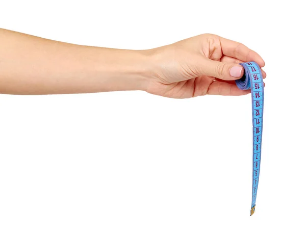 Centímetro de costura azul, régua de fita. Instrumento de medição . — Fotografia de Stock