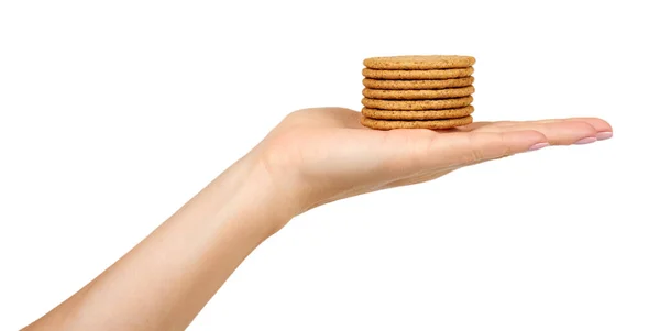 Ronde koekjes met volkoren tarwe. Gezonde snack. — Stockfoto