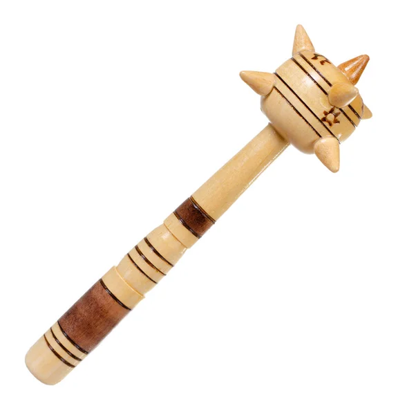 Wooden mace, medieval weapon. Decoration souvenir. Isolated. — Stock Photo, Image