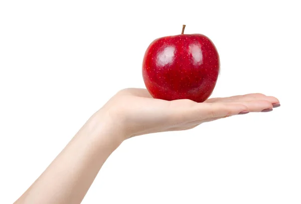 Manzana roja madura, fruta sana. Snack fresco y saludable . —  Fotos de Stock