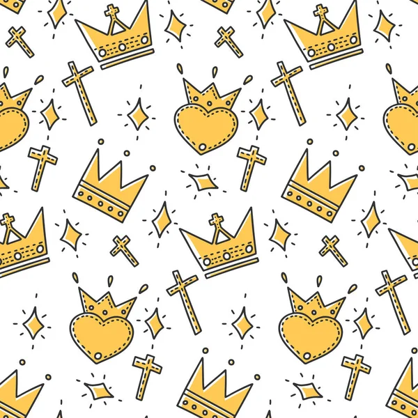 Різні корони, векторна концепція в каракулі та стилі ескізів. Ручна ілюстрація для друку на футболках, листівках . — стоковий вектор