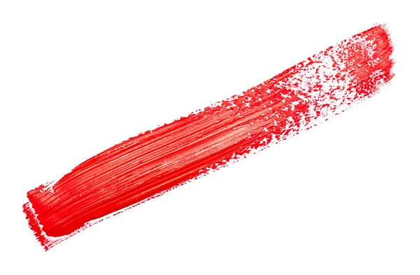 Red paint brush strokes, acrylic drawing. Isolated. — Stock Photo, Image