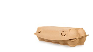 Bej renkli karton yumurta paketi. Yiyecek paketi taşıyın..