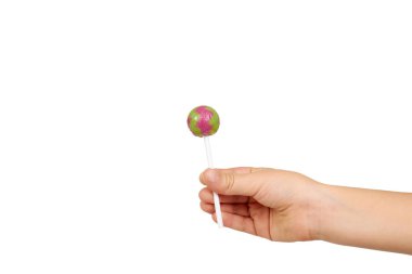 Çubukta karamel lolipop şekeri. Meyve tatlısı..