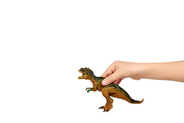 Juguete dinosaurio de goma. Animales salvajes prehistóricos, animales peligrosos . —  Fotos de Stock